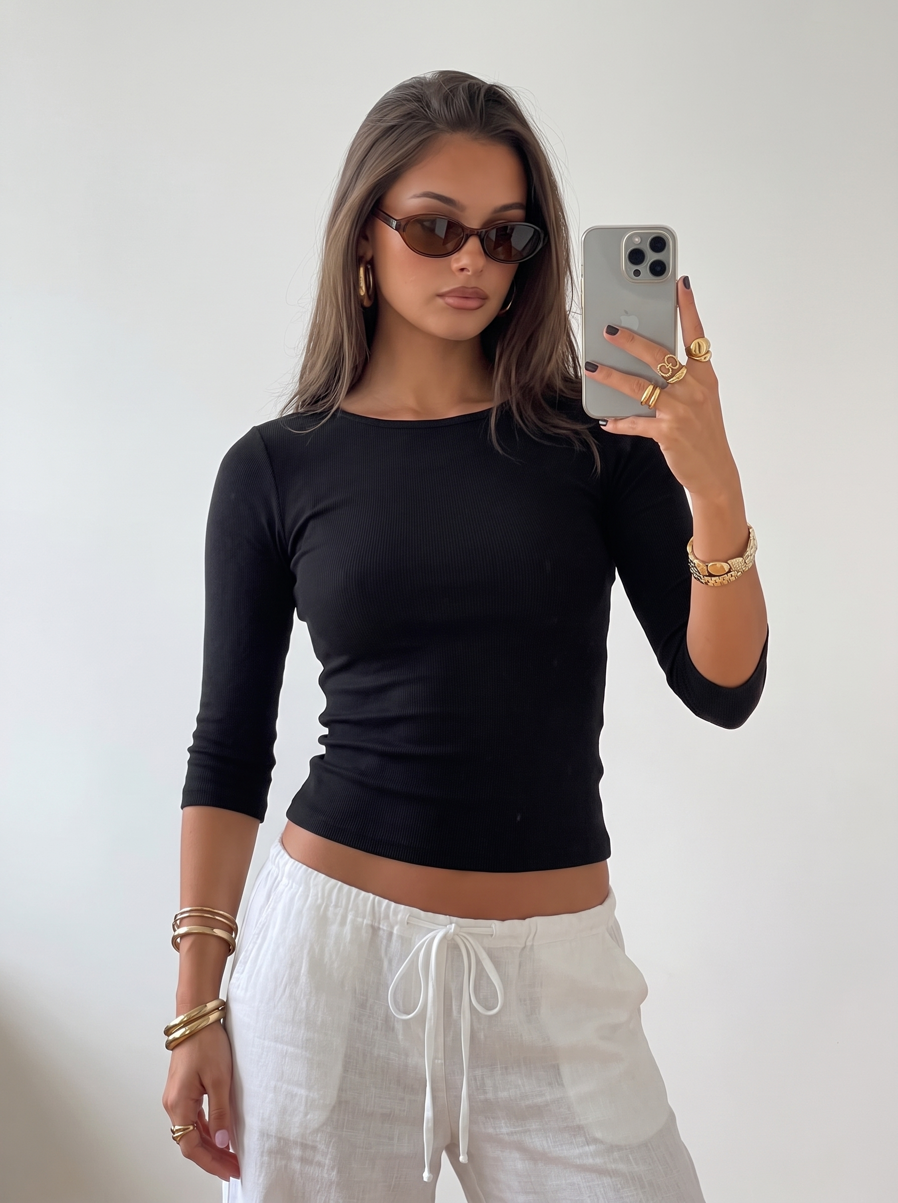Julia 3/4 sleeve top black